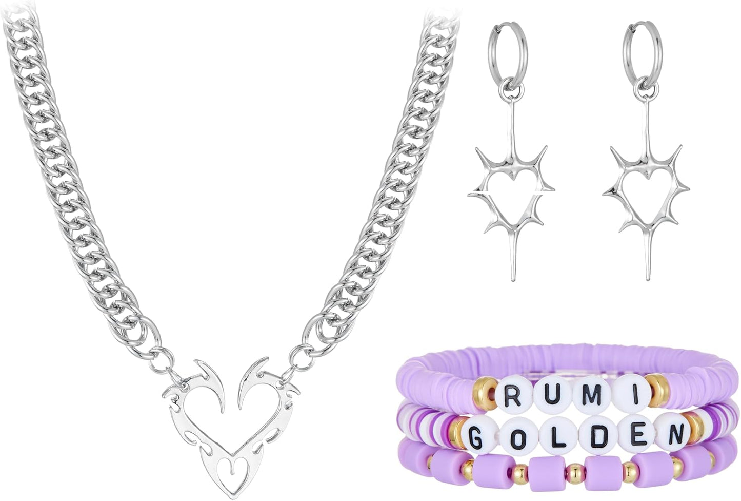 Rumi Anime Necklace Set Rumi Zoey Mira Inspired Merch Earrings Friendship Bracelet Cosplay Gift Women Men