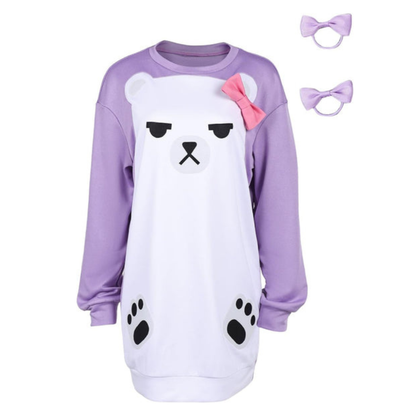 Huntr/x Cosplay Mira Pajamas – Purple Bear Hoodie for Women